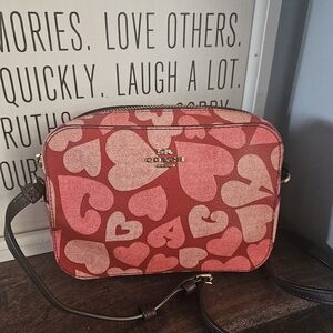 CoachMini Camera Bag With Heart Print